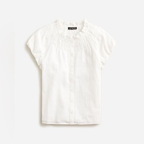 NWT J. Crew Smocked-neck top in textured gauze - Picture 6 of 11